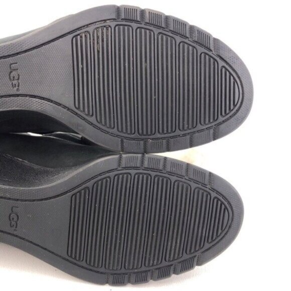 UGG Indra Black Leather Wedge Ankle Booties 9 - Picture 10 of 12
